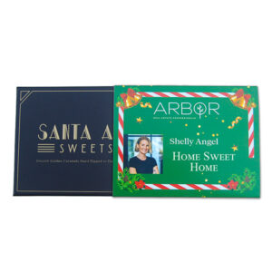 Sleeved, 12 piece box of Santa Ana Sweets chocolate covered salted caramels | Santa Ana Sweets