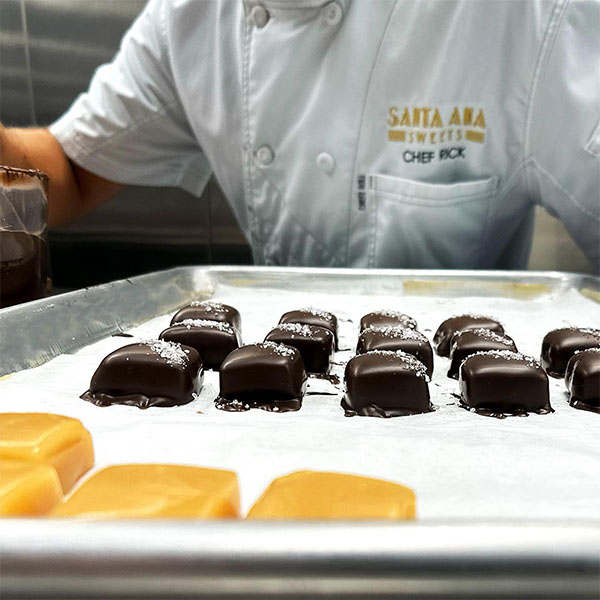 Chef Rick with Caramels | Santa Ana Sweets