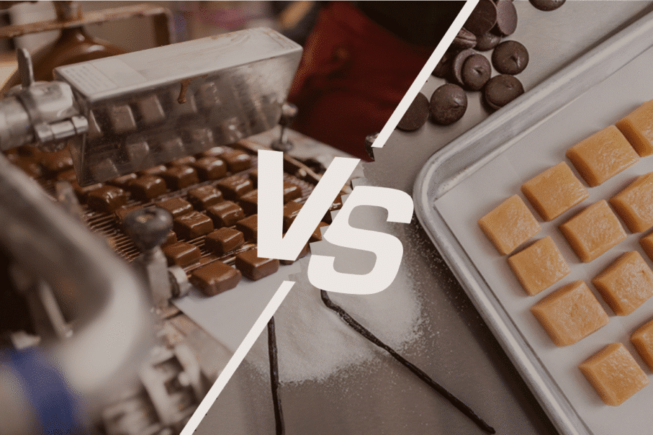 handcrafted caramels vs machine-made caramels