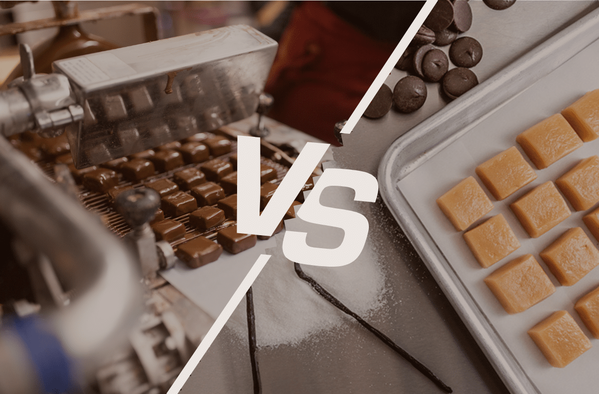 handcrafted caramels vs machine-made caramels